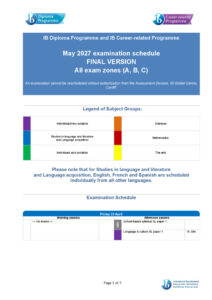 thumbnail of IB examinations May 2027 highlighted