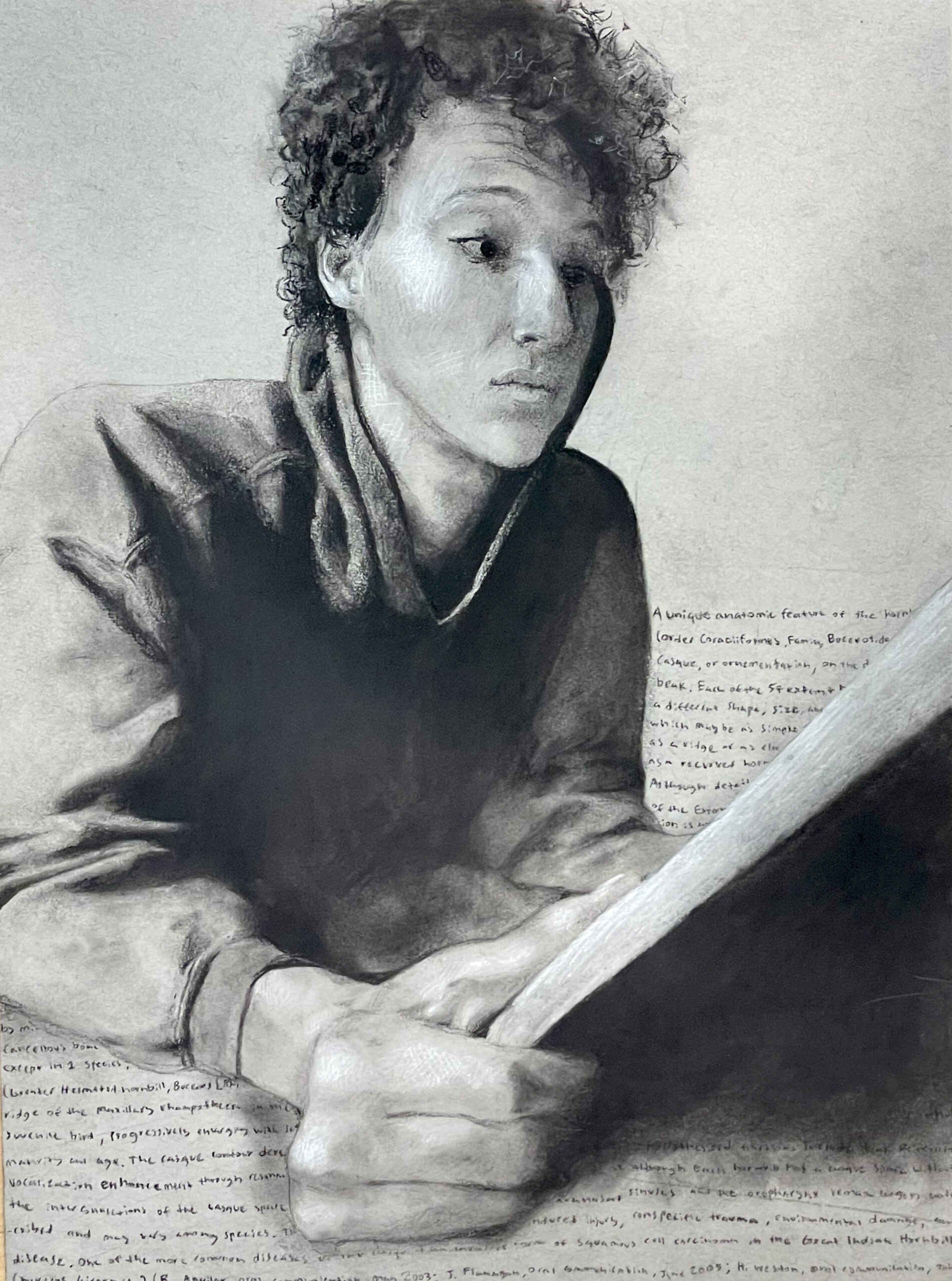Drawing of boy reading