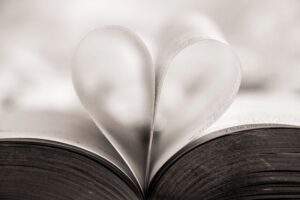 A book with a heart folded in the middle 