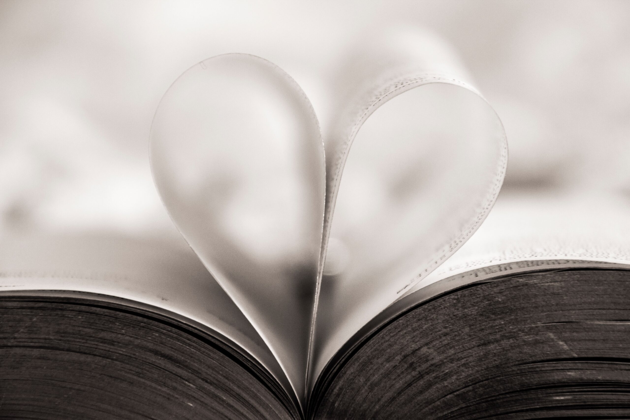 A book with a heart folded in the middle