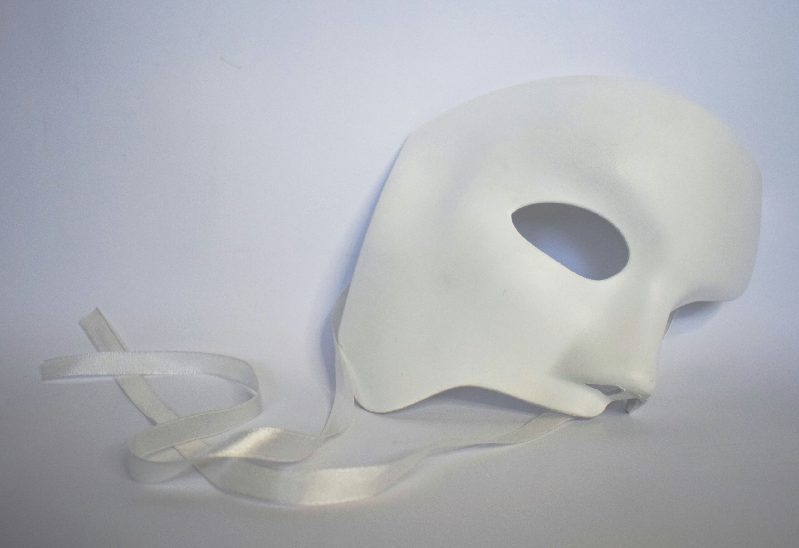 White Phantom of the Opera Mask on White Background